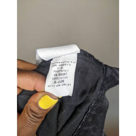Abercrombie 90s Straight Jeans Women’s Size 26 Short Black High Rise Distressed - Picture 11 of 15
